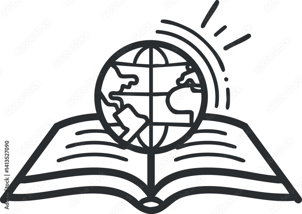 An open book with a globe symbolizing education learning and global knowledge exploration An open book with a globe symbolizing education learning and global knowledge exploration