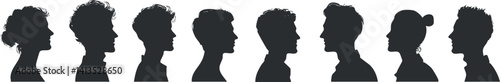 A striking collection of diverse human profiles in silhouette form showcasing individuality and connection.