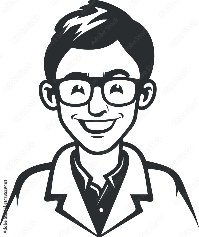 A smiling male scientist in a lab coat, representing innovation and research in science. A smiling male scientist in a lab coat, representing innovation and research in science.