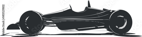 A sleek silhouette of a vintage racecar showcasing its aerodynamic design and racing heritage.