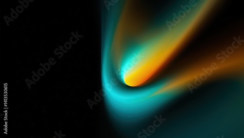 Dark grainy background, orange blue glowing abstract shape black noise texture backdrop wide banner poster header cover wallpaper design