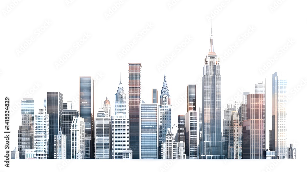 Obraz premium Modern skyscrapers isolated on white background for architectural designs