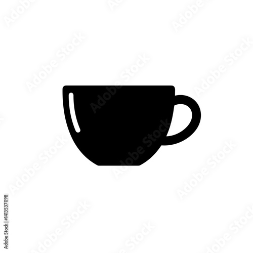 Black coffee cup silhouette on white background  