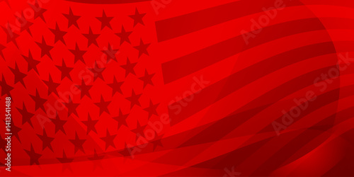Vector illustration of the American flag in red with abstract stars and stripes, modern design for celebrations and national holidays.
