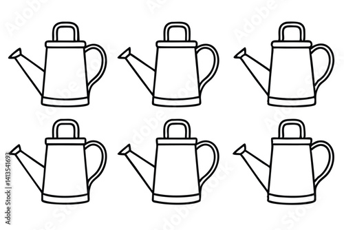 Watering Crops Icon Collection on White Background
