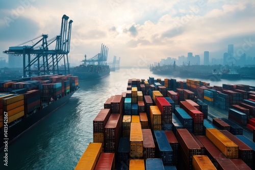 Wallpaper Mural A cargo train carrying containers labeled "USA" and "China" symbolizes the economic conflict between the two nations in the tariff war. Torontodigital.ca