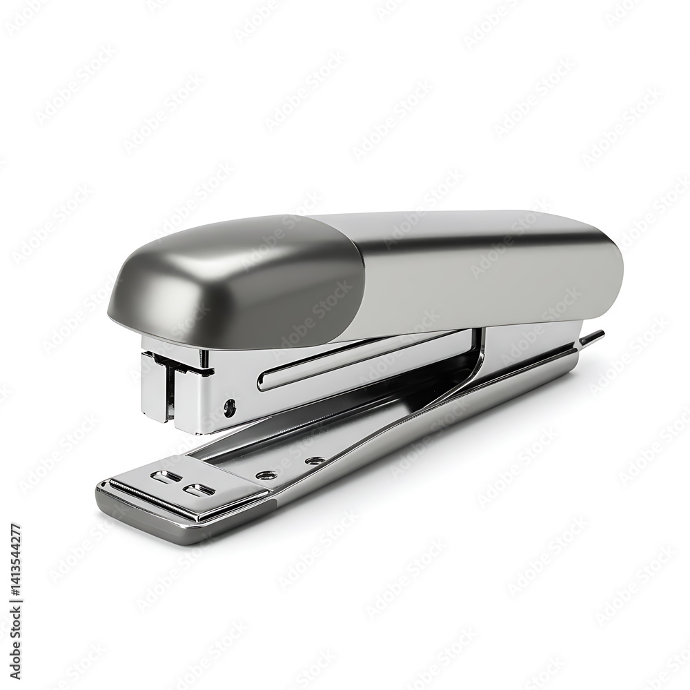 Sleek Chrome Stapler on White: Office Supply Still Life Sleek Chrome Stapler on White: Office Supply Still Life