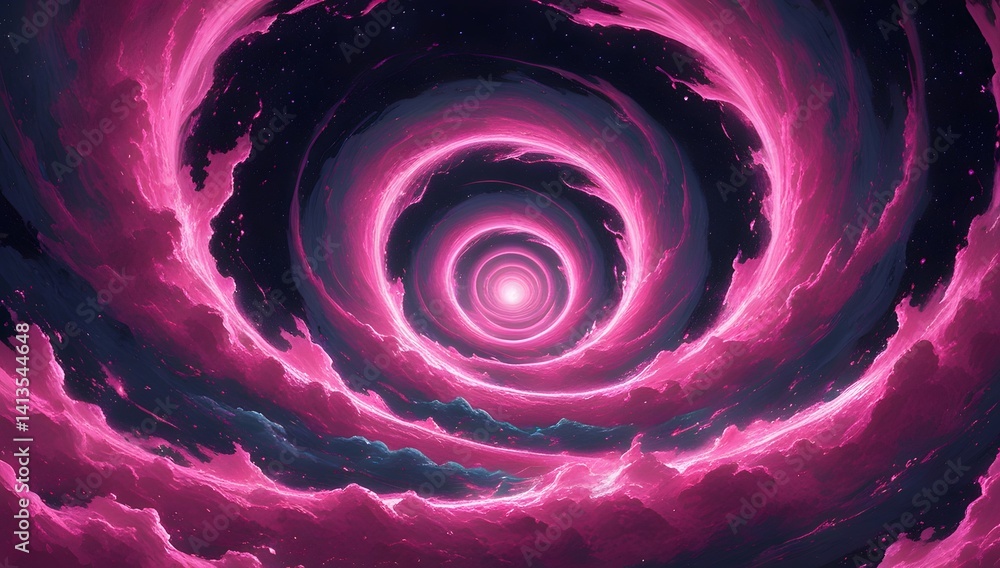 Digital Artwork: Pink Cloud Vortex