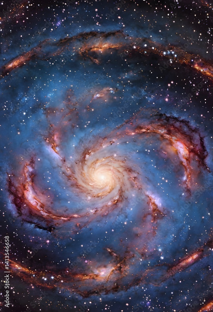 Spiral Galaxy with Central Core and Extending Arms