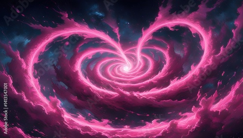 Obraz na płótnie Pink Nebula Heart-Shaped Vortex w salonie