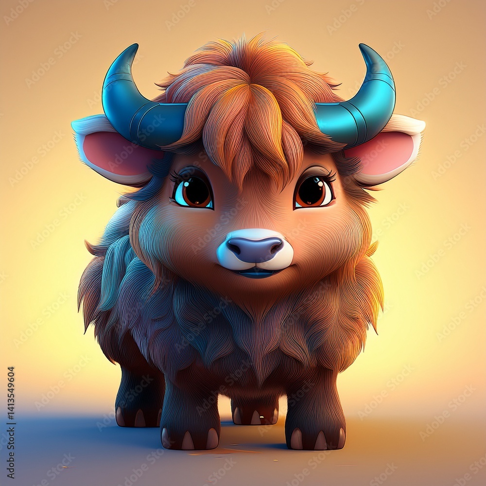 Obraz premium 3D niedlicher Büffel
