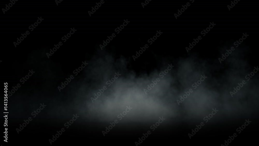 Super Slow Motion Shot of Atmospheric Smoke Slowly Floating on Black Background at 1000fps.