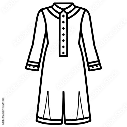 Minimal Salwar Kameez Vector Illustration on White Background