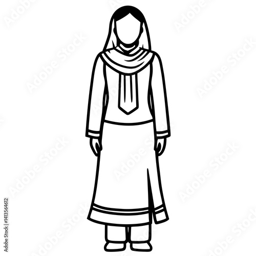 Minimal Salwar Kameez Vector Illustration on White Background