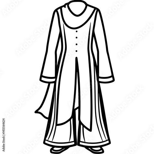 Minimal Salwar Kameez Vector Illustration on White Background