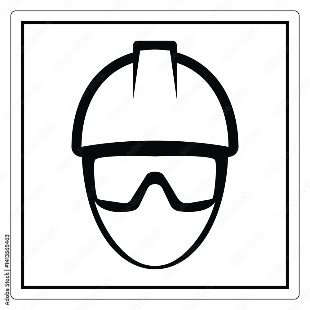 Helmet Icon with Protective Glasses for Safety and Construction Work Representation Helmet Icon with Protective Glasses for Safety and Construction Work Representation