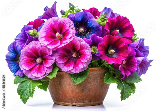 Wallpaper Mural Blue Magenta Hollyhock Gloxinia Stone Pot Torontodigital.ca