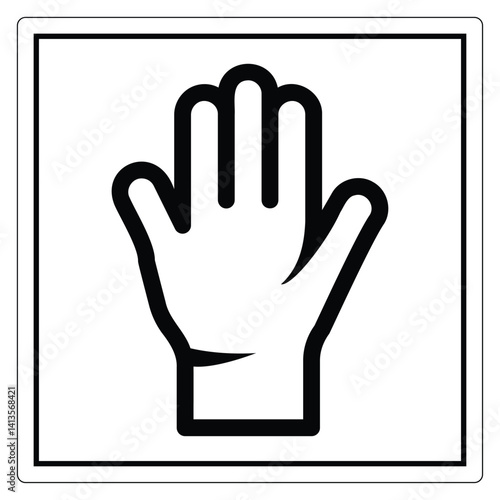 Black silhouette of a hand raising in a stop gesture isolated on white background