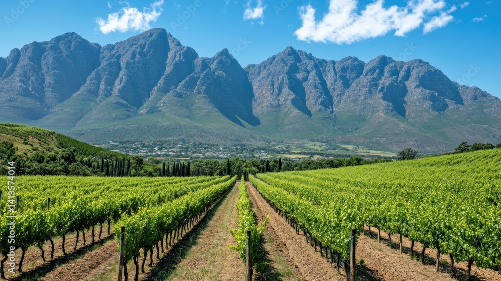 A vineyard with grapevines stretching in perfect rows, mountains in the background --ar 16:9 --v 6.1 Job ID: 852e93a2-cb1f-4870-9ed8-f24192ec1633 A vineyard with grapevines stretching in perfect rows, mountains in the background --ar 16:9 --v 6.1 Job ID: 852e93a2-cb1f-4870-9ed8-f24192ec1633