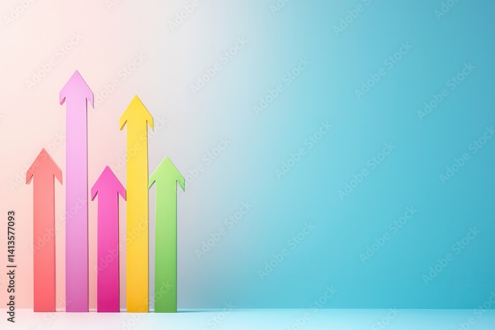 custom made wallpaper toronto digitalPlayful colorful arrows illustrating growth in a cute e-commerce setting graphic art light and bright environment upward perspective