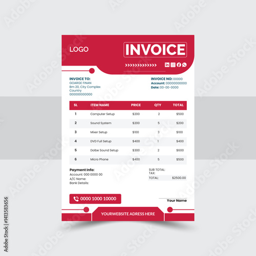 Sleek and Professional Invoice Template | Customizable Business Billing Sheet