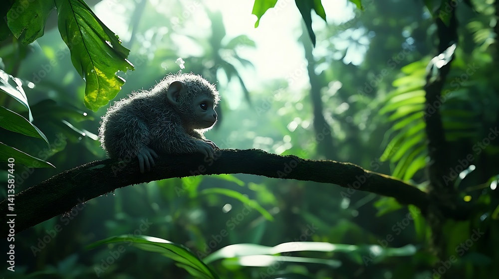 Fototapeta premium Peaceful monkey rainforest wildlife conservation photography