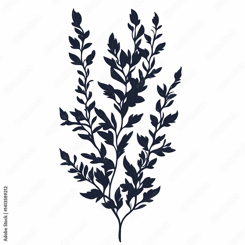 Naklejka premium Nature-Inspired Botanical Leaf Vector Illustration: Stylized Silhouette Art for Home Decor and Craft Projects