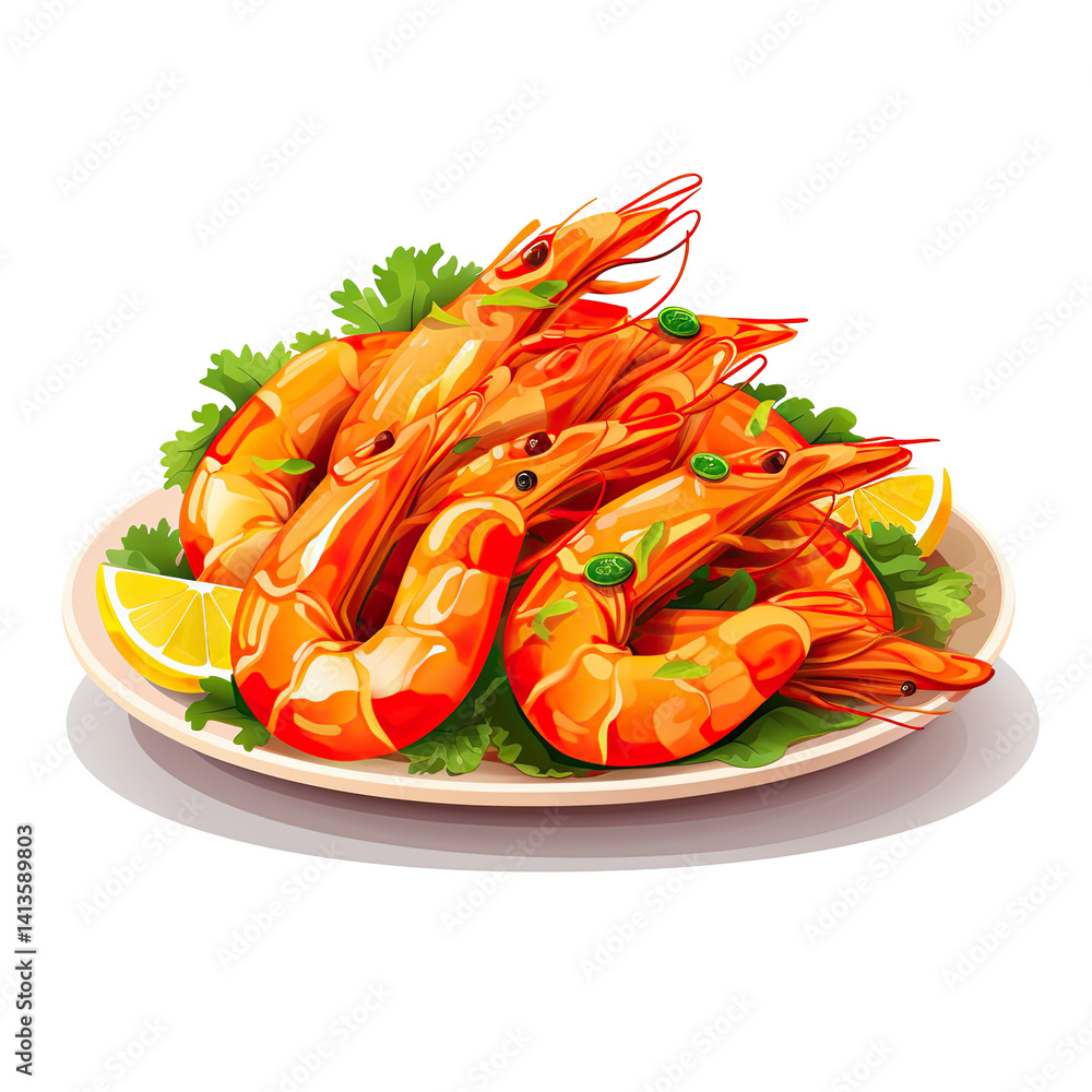 Realistic Cooked Shrimp on transparent background Realistic Cooked Shrimp on transparent background