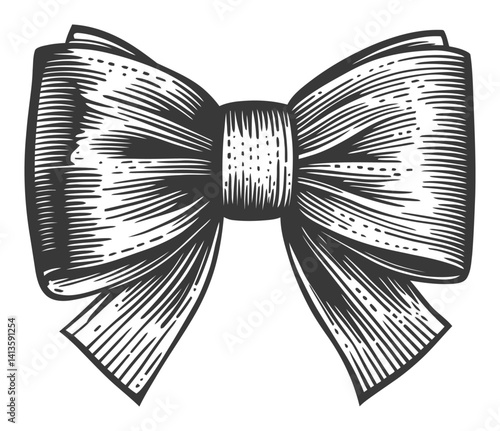 Intricate Engraving of a Classic Bow with Detailed Texture and Design