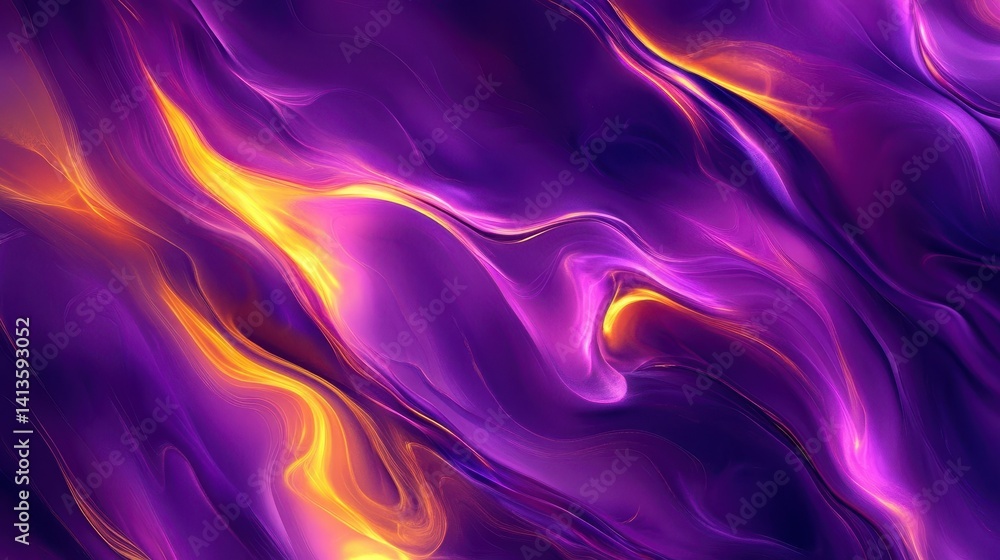 Obraz premium Dynamic blend of fiery gold and deep violet hues.