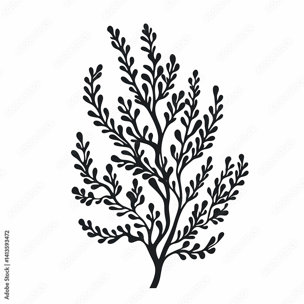 Naklejka premium Minimalist Botanical Design. Black and White Leaf Silhouette with Nature-Inspired Foliage for Modern Home Decor and Crafts