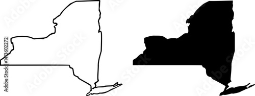 New York state border map outline and silhouette vector graphic isolated image	