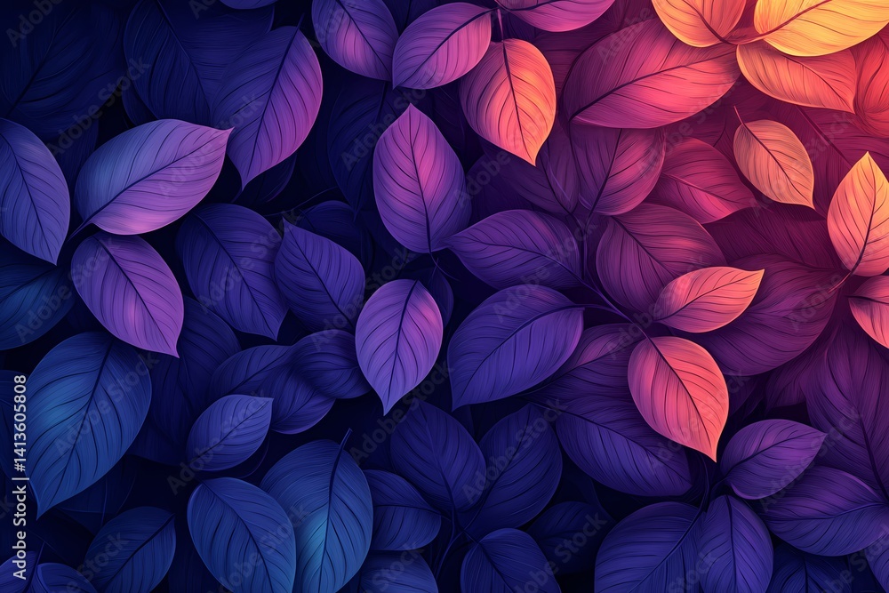 Colorful Foliage Gradient Background. Vibrant Botanical Nature-Inspired Texture and Patterns Colorful Foliage Gradient Background. Vibrant Botanical Nature-Inspired Texture and Patterns