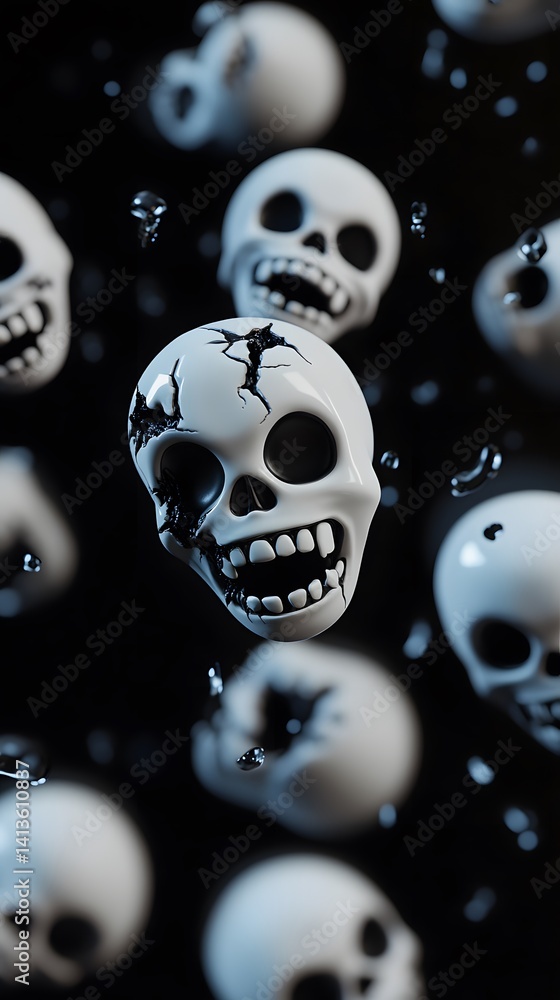 Falling Skulls: A Darkly Playful 3D Render Falling Skulls: A Darkly Playful 3D Render