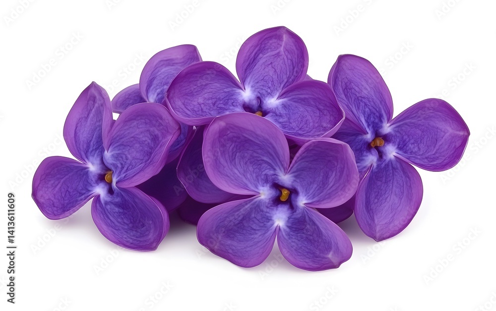 Obraz premium Vibrant Purple Lilac Blossoms Close Up Studio Shot