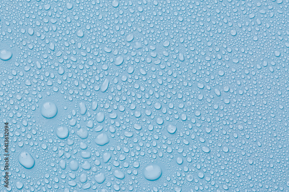 Many water drops on light blue background Many water drops on light blue background