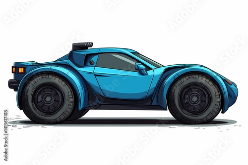 Futuristic Blue Sports Car Illustration: Dynamic and Stylish Off-Road Vehicle Design for Modern Driving