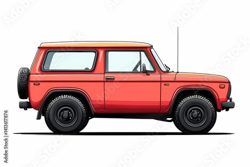 Vintage Red SUV Illustration: Classic Style for Modern Off-Road Adventure