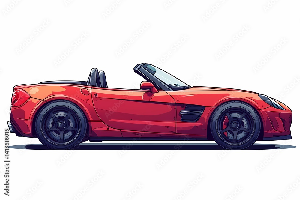 Stunning Red Convertible Sports Car: A High-Performance Roadster with Sleek Modern Design and Dynamic Pose Stunning Red Convertible Sports Car: A High-Performance Roadster with Sleek Modern Design and Dynamic Pose