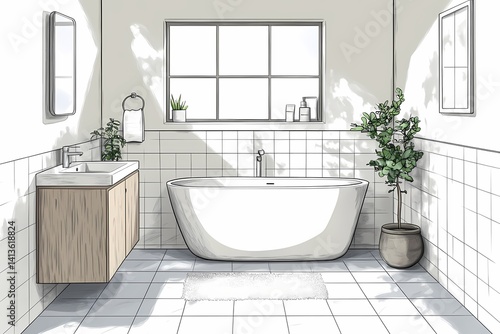 Modern Minimalist Bathroom Interior Design with Natural Light and Elegant Decor