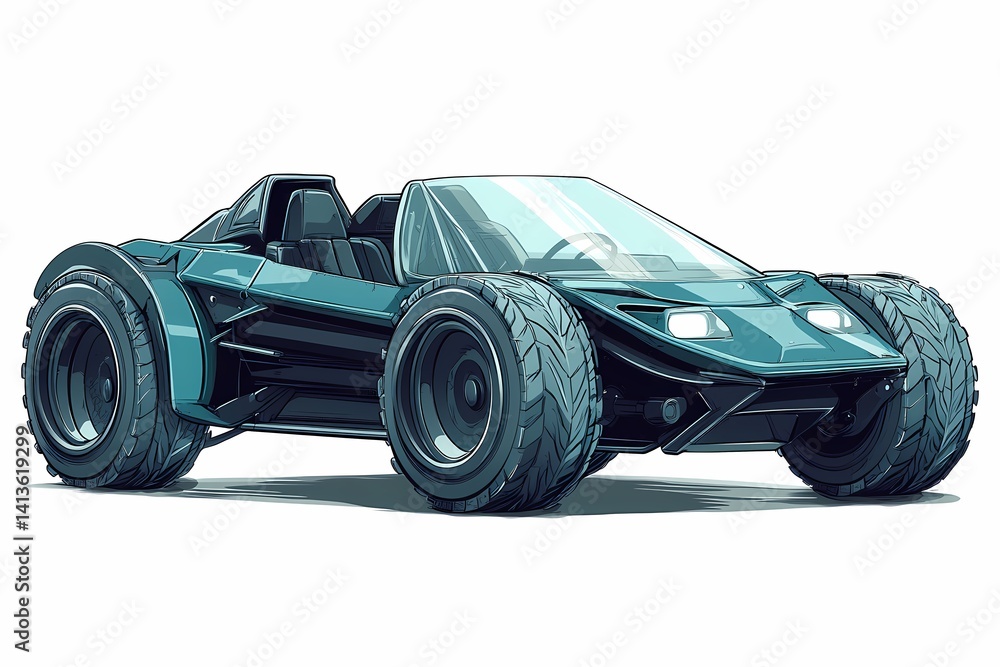 Naklejka premium Innovative 3D Car Design Illustration for Modern Off-Road Sport Utility and Racing Vehicles