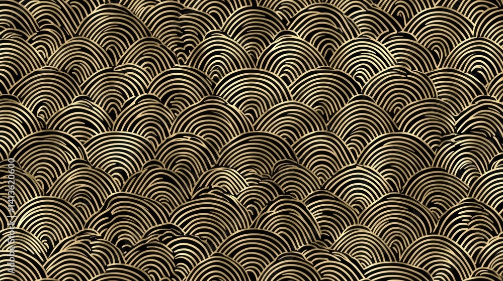 Gold Arched Lines Pattern Black Background Elegant Design Gold Arched Lines Pattern Black Background Elegant Design