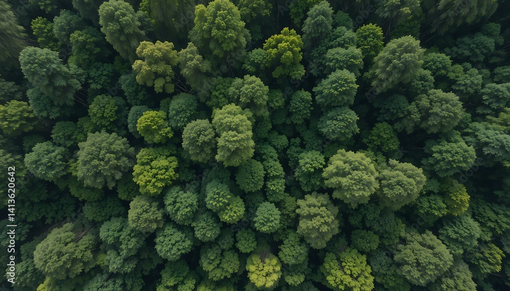 Aerial View of Lush Green Forest Canopy: Nature's Serenity Aerial View of Lush Green Forest Canopy: Nature's Serenity