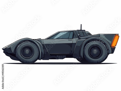 Futuristic Sleek Sporty Car Illustration: Modern Stylized Vector Artwork