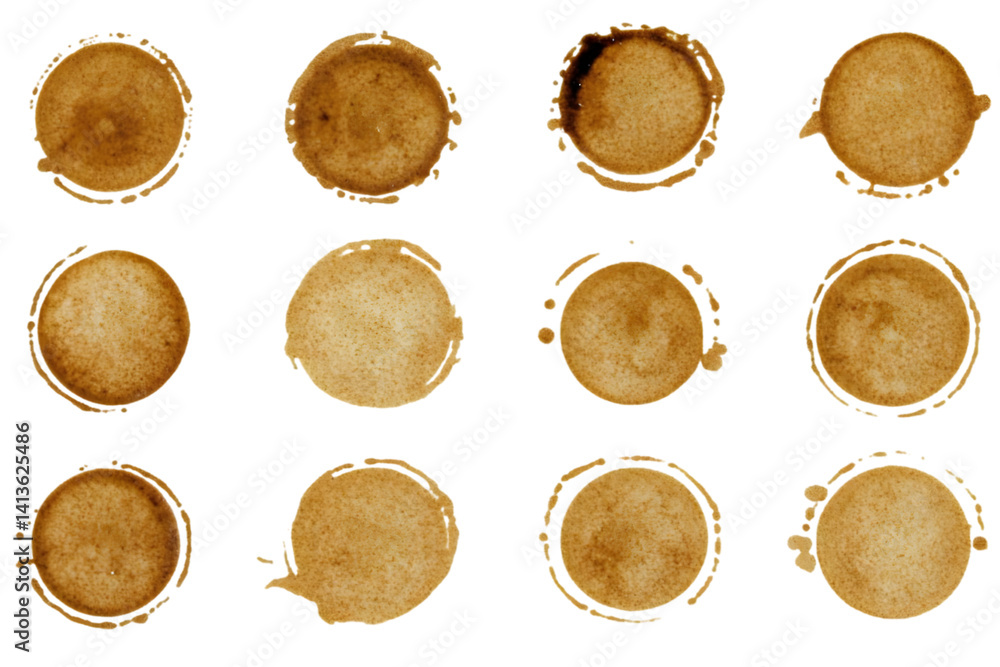 Coffee Stain Circles Isolated On Transparent Background Photo