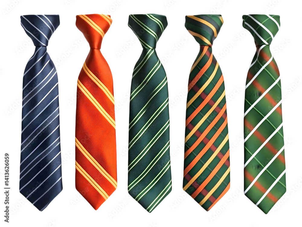 Collection of Colorful Striped Ties Isolated on Transparent Background Illustration Collection of Colorful Striped Ties Isolated on Transparent Background Illustration