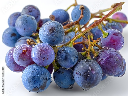 Wallpaper Mural A cluster of fresh ripe red and blue grapes glistening with water droplets on a white background. Torontodigital.ca