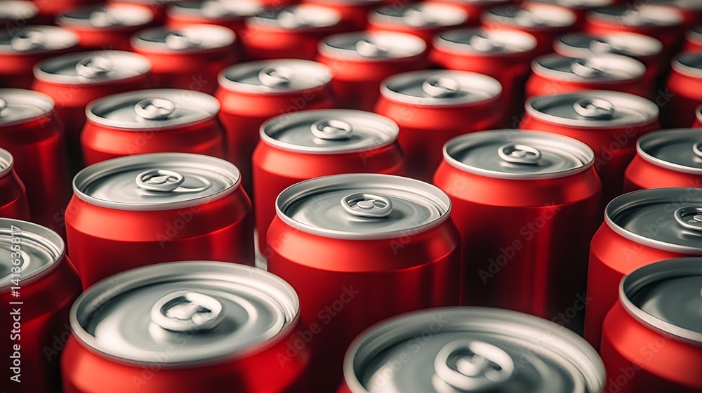 Photorealistic Soft Drink Cans Arrangement on Display Photorealistic Soft Drink Cans Arrangement on Display
