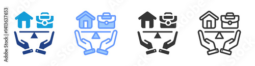 Work Life Balance icon set multiple style collection