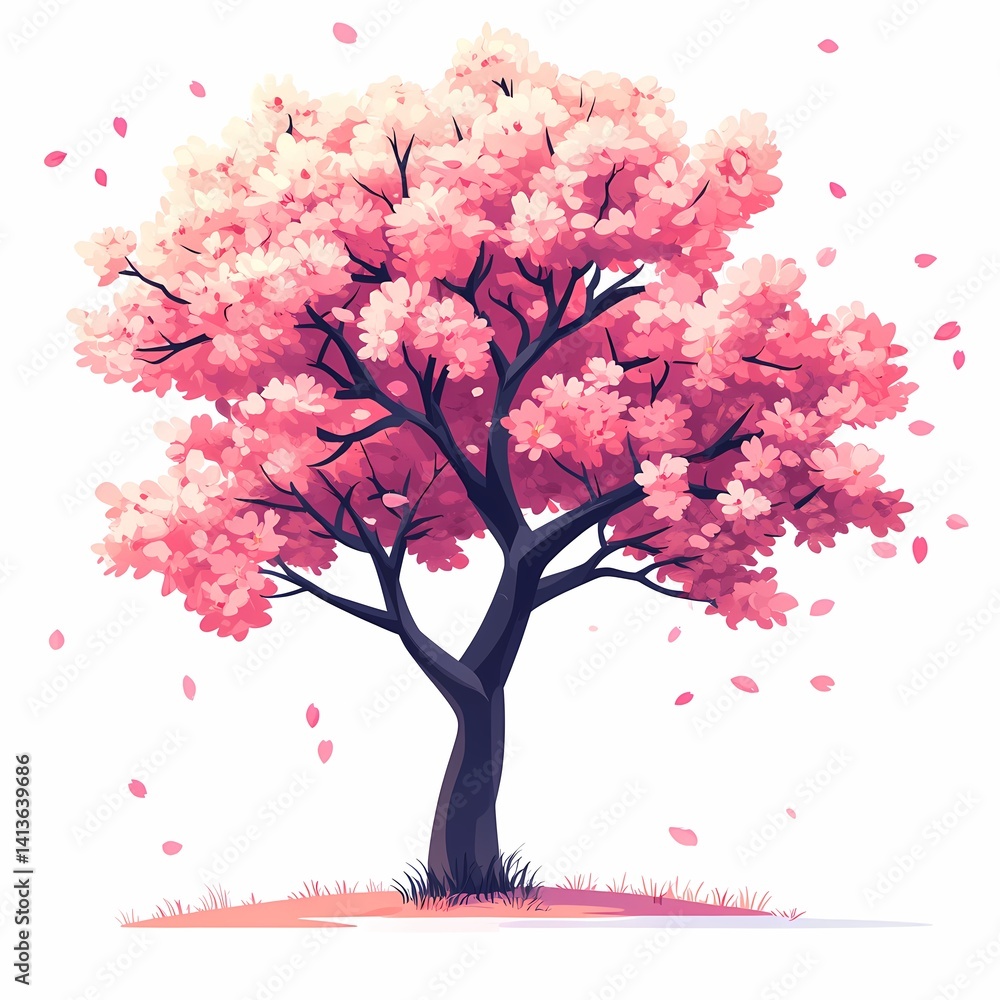 Fototapeta premium Vibrant Sakura Blossom. A Tranquil Spring Illustration of Nature's Beauty in Full Bloom